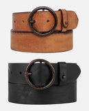 Pip leather belt in cognac and black, sold as a set of 2