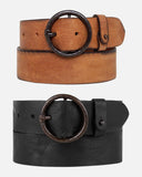 Pip leather belt in cognac and black, sold as a set of 2