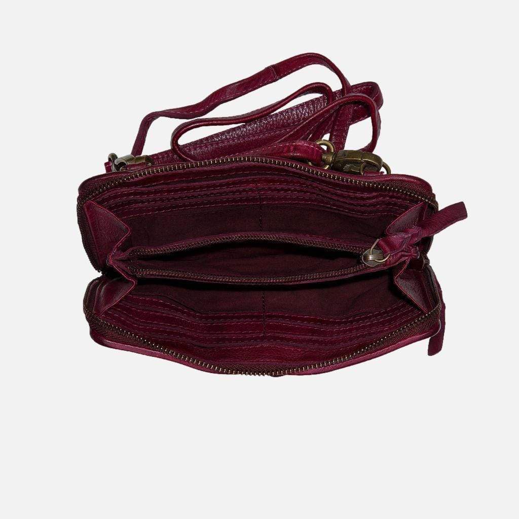 Women's Crossbody Leather Bag with Braided Details - AMSHRTG